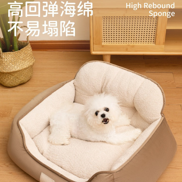 Short plush pet sofa kennel size small dog winter warm nest bite resistant bed cushion removable pet supplies