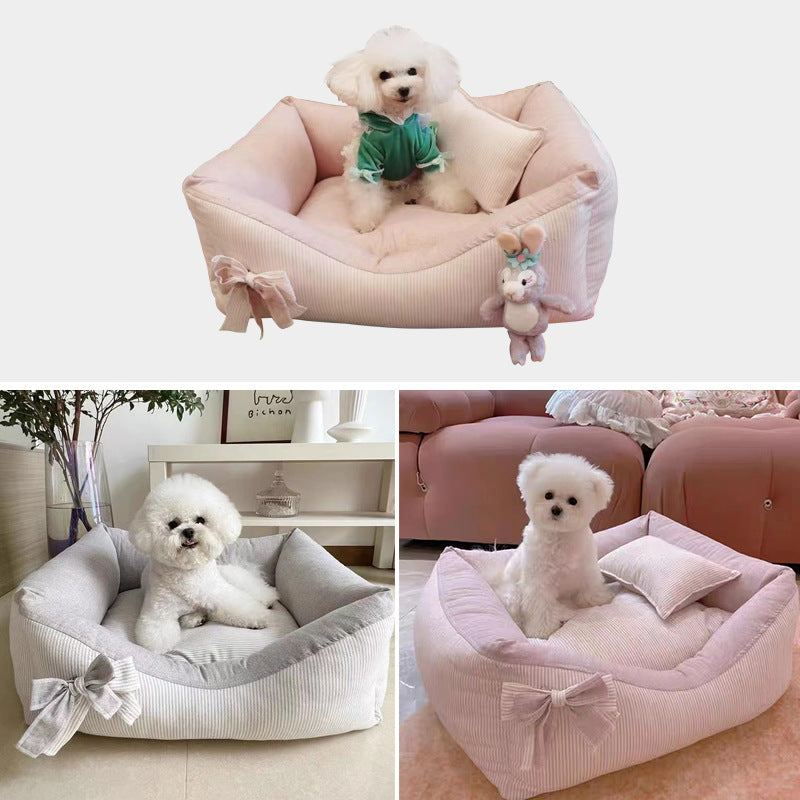 Baolizhen's new cotton and linen kennel can be dismantled and washed. Pet Maltese Xi Shi Four Seasons Cat Nest ins