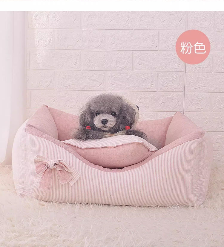 Baolizhen's new cotton and linen kennel can be dismantled and washed. Pet Maltese Xi Shi Four Seasons Cat Nest ins