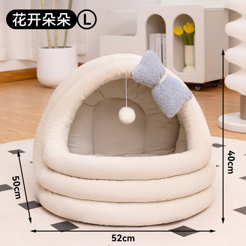 Short plush pet sofa kennel size small dog winter warm nest bite resistant bed cushion removable pet supplies