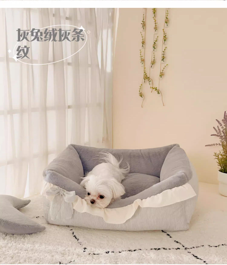 Baolizhen's new cotton and linen kennel can be dismantled and washed. Pet Maltese Xi Shi Four Seasons Cat Nest ins