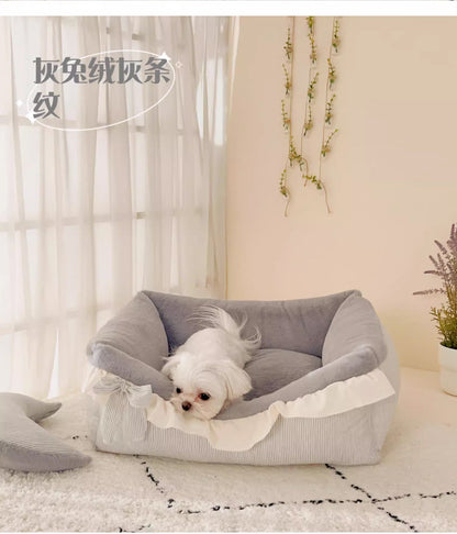Baolizhen's new cotton and linen kennel can be dismantled and washed. Pet Maltese Xi Shi Four Seasons Cat Nest ins