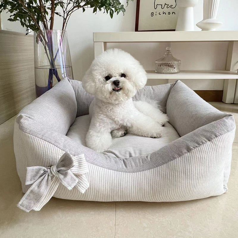 Baolizhen's new cotton and linen kennel can be dismantled and washed. Pet Maltese Xi Shi Four Seasons Cat Nest ins