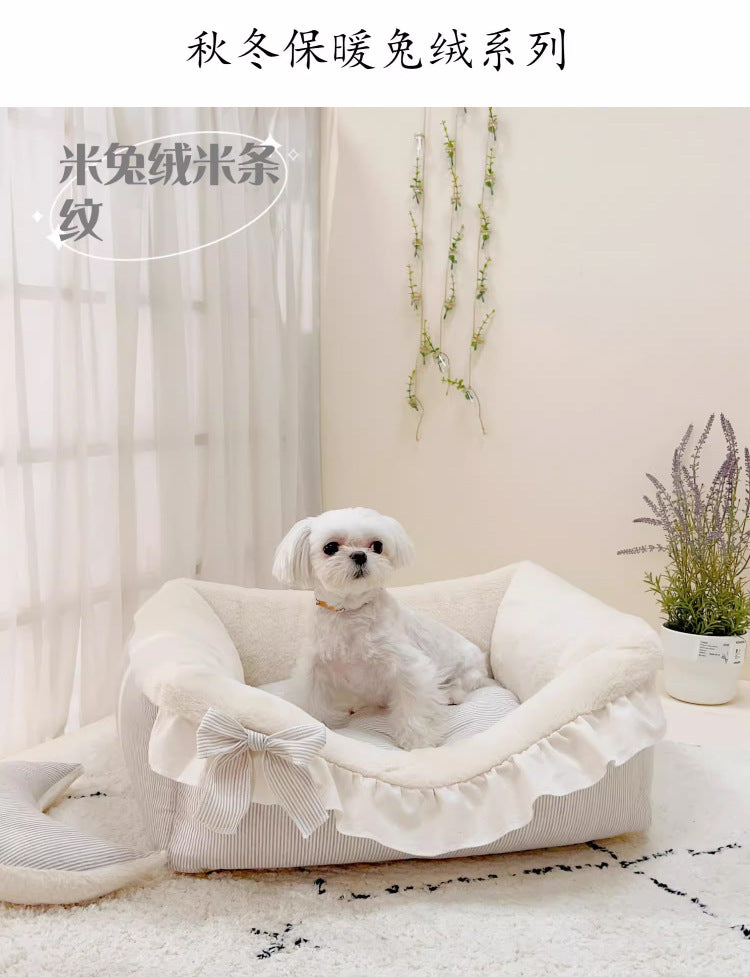 Baolizhen's new cotton and linen kennel can be dismantled and washed. Pet Maltese Xi Shi Four Seasons Cat Nest ins