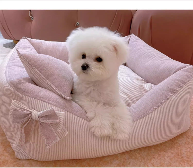Baolizhen's new cotton and linen kennel can be dismantled and washed. Pet Maltese Xi Shi Four Seasons Cat Nest ins